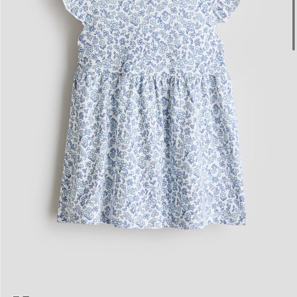 Girls Blue Floral Cotton Dress